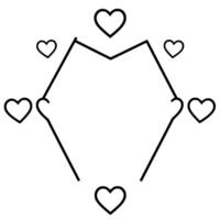 Geometric abstract of an angular shape with multiple hearts in black and white. vector
