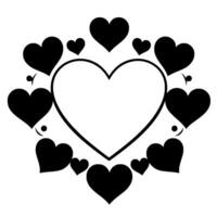 A heartshaped outline surrounded by a wreath of black hearts, creating a Valentines Day or lovethemed decorative . vector
