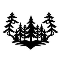 Silhouette of a stylized forest scene with fir trees and a simplified, minimalist style. vector