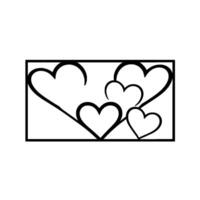 Geometric heart with black outlines and subtle hints of gold within the rectangular frame, modern minimalist style. vector