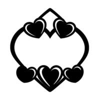 Elegant Black and White Heart Frame A Geometric with Four Heart Accents and Negative Space for Text or Image. vector