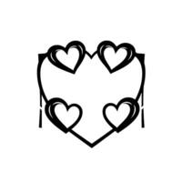 Minimalist Black and White Heart Composition with Four Interconnected Hearts, Symbolic of Love and Unity, against a White Backdrop. vector