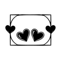 Monochromatic illustration of hearts inside a rectangular frame, minimalist , celebrating love and togetherness. vector