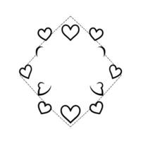 Monochromatic Geometric An Octagonal Arrangement of Hearts, Crescent Moons, and Dashed Lines on a White Background. vector