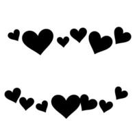 A symmetrical composition featuring two curved arrangements of black hearts on a clean white background, conveying love and affection. vector