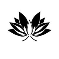 A stylized, symmetrical, black lotus flower on a white background, showcasing its intricate petal arrangement, embodying simplicity and elegance. vector