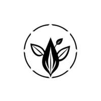 Minimalist Black and White Featuring a PlantLike Symbol within a Circle, Abstract with Leaf Elements vector
