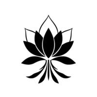 Bold, Minimalist Lotus Illustration in Black and White, Evoking Serenity and Simple Elegance with a Symmetrical . vector
