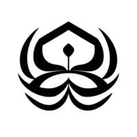 Abstract Black and White of Symmetrical Floral Motif, Geometric Elements, Isolated on White. vector