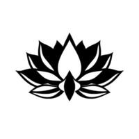Bold Black and White Lotus Flower Symmetrical Minimalist Isolated on White Background, Featuring Petals and Elegant Curves. vector