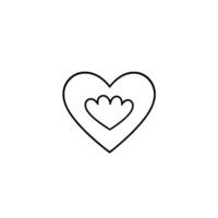 Simple Line Art Large Heart Encasing Smaller Shape, Representing Love and Affection, Set Against White Background. vector