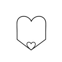 Minimalist Abstract Heart Composition A Large, Outer Heart Shape Encloses a Smaller Heart, Black Outline on White. vector