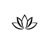 Simple and elegant minimalist lotus flower illustration, symmetrical in black outline and shades of grey, on a white background. vector