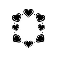 Circular Arrangement of Black and White Hearts with Pink Outlines, Forming a Pattern on a White Background. vector