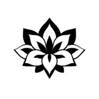 Striking Black and White Lotus Flower, Geometric , Symmetrical , Isolated on White, Minimalist Aesthetic. vector