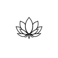 Simple Black and White Illustration of a Lotus Flower, Symbolizing Purity, Peace, and Enlightenment on a White Backdrop. vector