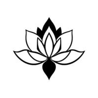 Symmetrical Black and White Lotus Flower , with an emphasis on its petals and minimalist approach on a white background. vector