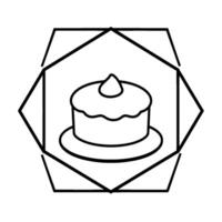 Geometric Octagon Frame Enclosing a Minimalist Cake with Icing and a Plate, Presented in a Clean, Linear . vector