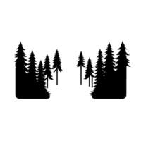Stylized Forest Silhouettes on White Background of Pine Trees in Two Groups with a Neutral Minimalist Aesthetic vector
