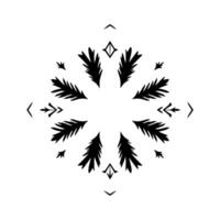 Radial BlackandWhite Composition featuring stylized leaflike forms, geometric shapes, and a symmetrical on a white background. vector