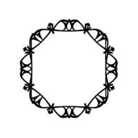 Octagonal Black Decorative Frame with Detailed Arcs and Ornamentation on White Background, Isolated. vector