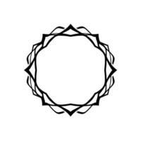 Geometric blackandwhite circular frame featuring sharp angles, curved lines, and a minimalist aesthetic. vector