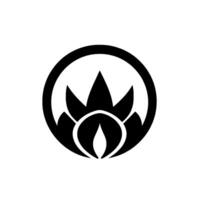 Minimalist Black Lotus Inside a Circular Frame on a White Background, Representing Purity and Balance. vector
