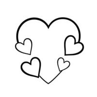 Elegant monochrome heart arrangement featuring a large central heart encompassing four smaller connected hearts, creating a unique . vector