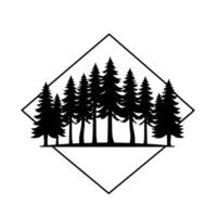 Black silhouette of a coniferous forest within a diamondshaped frame, a minimalist natureinspired illustration for and branding. vector