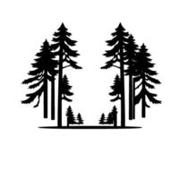 Silhouette of evergreen trees in a minimalist , creating a symmetrical forest scene. vector