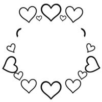 Circular Heart Pattern A white space ringed by varyingsized hearts in a simple, black and white line art style, suitable for . vector