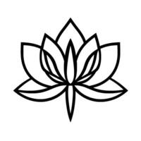 Minimalist Black and White Lotus Flower , Symbolizing Purity, Enlightenment, and Serenity Against a Clean White Background. vector