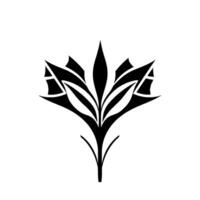 Elegant Illustration Stylized Black and White Floral with Symmetrical Leaf Pattern and Subtle Gradient Detailing, Clean Background. vector