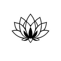 A Minimalist, Black and White Illustration of a Lotus Flower, Featuring Geometric Petals on White Background. vector
