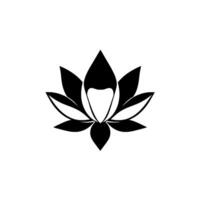 Symmetrical black lotus flower against a stark white background, with a slight gradient and minimalist aesthetics. vector