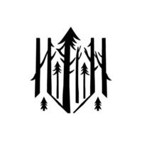 Stylized Black and White Forest Silhouette Abstract Trees in a Symmetrical Composition for Use. vector