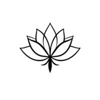 Minimalist Black and White Lotus Flower Outline Against a Pure White Background, Representing Purity and Serenity. vector
