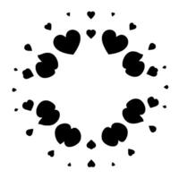 Radial Symmetry of Black Hearts and Petal Shapes Against a White Background, Creating a Modern LoveThemed . vector