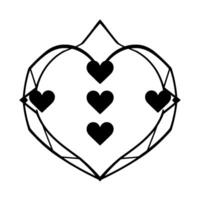Geometric Abstract Composition Black Hearts within a Symmetrical Outline on White Background vector