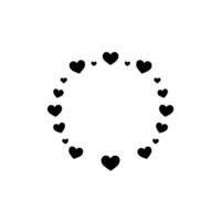Minimalist illustration of a circle composed of black hearts, arranged on a white background, evoking a sense of simplicity and love. vector