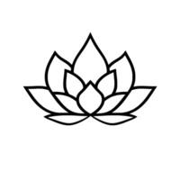 Minimalist Black and White Line Art A Stylized Lotus Flower Against a Pristine White Background, Symbolizing Purity, Enlightenment, and Serenity. vector