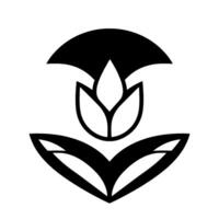 Abstract Monochrome Floral Featuring a Tuliplike Bloom with a Semicircle Canopy and OpenPetal Base on White Background. vector
