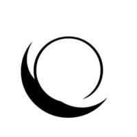 A minimalist black crescent embracing a white circle, creating a stark contrast, suggesting celestial or symbolic themes. vector