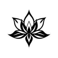 Symmetrical, Isolated Black and White Lotus Flower, , Symbolic of Purity, Enlightenment, and Serenity. vector
