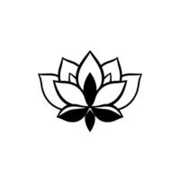 Symmetrical Black and White Lotus Flower, Minimalist , Symbolic of Purity and Enlightenment, Centered on a Plain White Background. vector