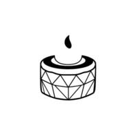 Minimalist Black and White Illustration of a Geometric Candle with a Flame on White Background. vector