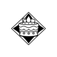 Artistic Black and White Cake within a Diamond A Decorative Illustration Emphasizing Simplicity and Symbolic Charm. vector