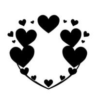 Abstract Black Heart Arrangement on White A Geometric of Varying Sizes Forming a Romantic, Symbolic Shape. vector
