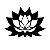 Simplified Illustration of a Lotus Blossom, rendered in a bold monochrome palette, centered on a white background. vector