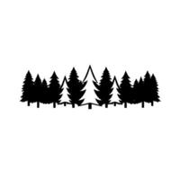 Minimalist forest silhouette artwork featuring a line of stylized black evergreen trees against a bright white background, evoking a sense of simplicity and nature. vector